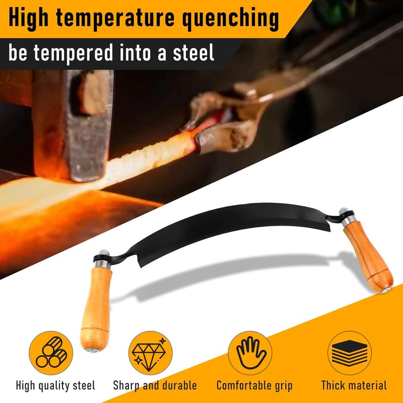 Beendou Draw Knife – Draw Knife Woodworking Tool for Hardwood/Softwood,Duty Curved & Straight Blade Bark Peeler, Sharpen-Ready Design with Bolt-On Handles - Image 4